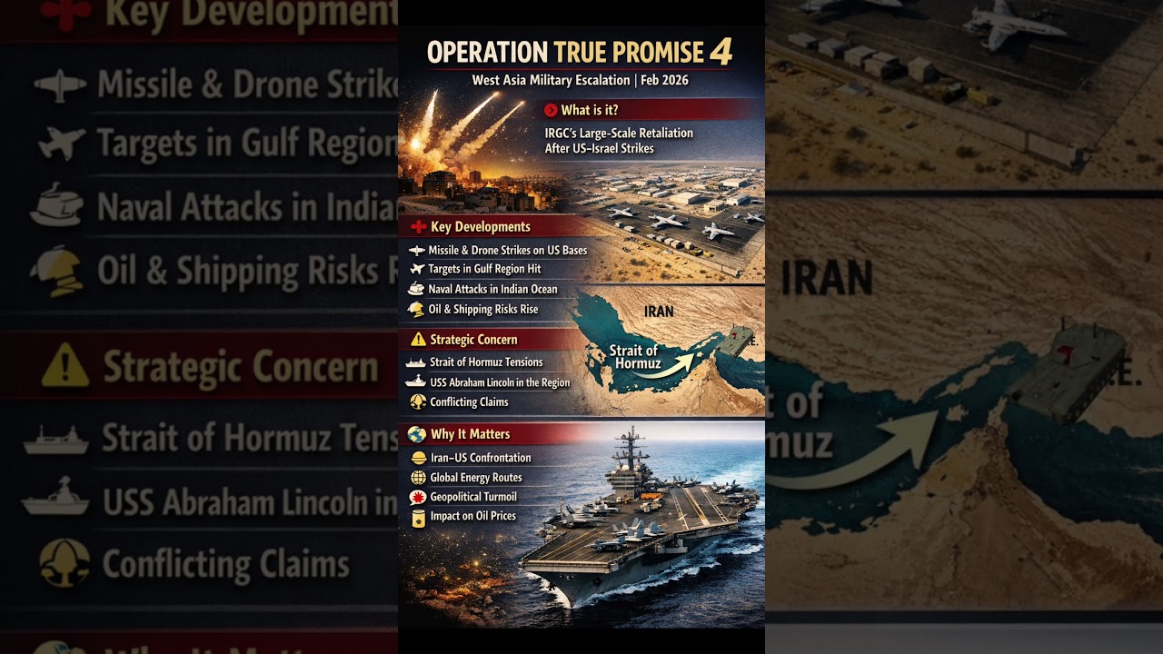 Operation True Promise 4 Explained | Iran&ndash;US Escalation & Strait of Hormuz Impact | Current Affairs