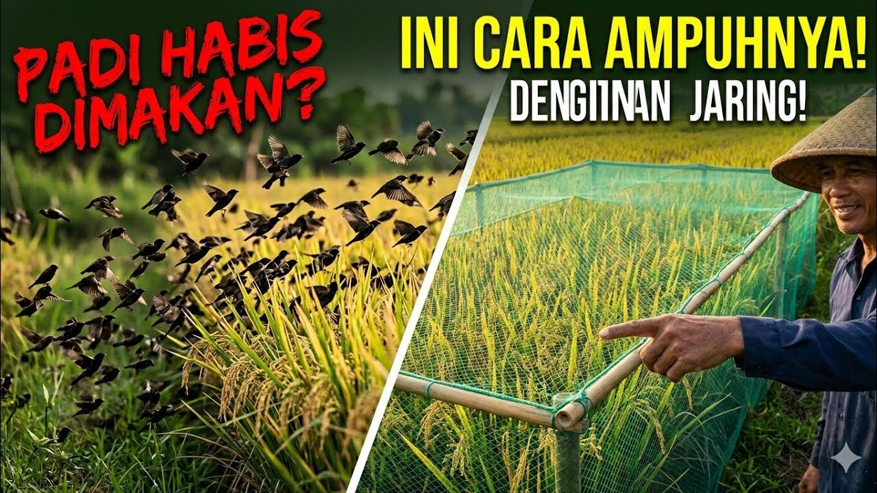 Cara Ampuh Usir Burung Pipit di Sawah dengan Jaring (Padi Aman 100%)