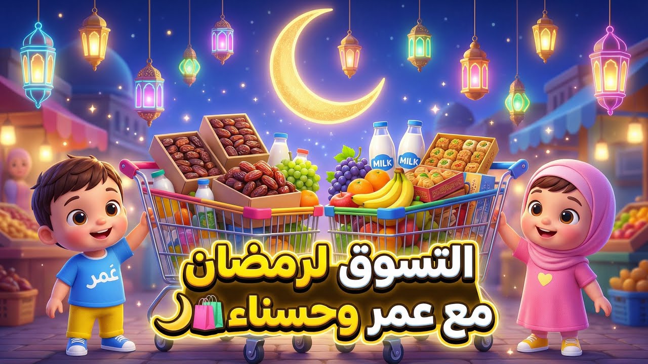 Omar & Hasna Ramadan Shopping 🛍️ | نشيد التسوق لرمضان للأطفال 🌙 | Islamic Kids Song 2026