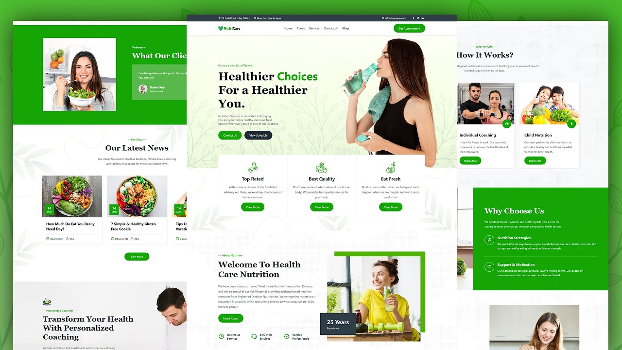 How To Make A Responsive Diet Website Design Using HTML - CSS - JAVASCRIPT | Nutrition & Dietitian