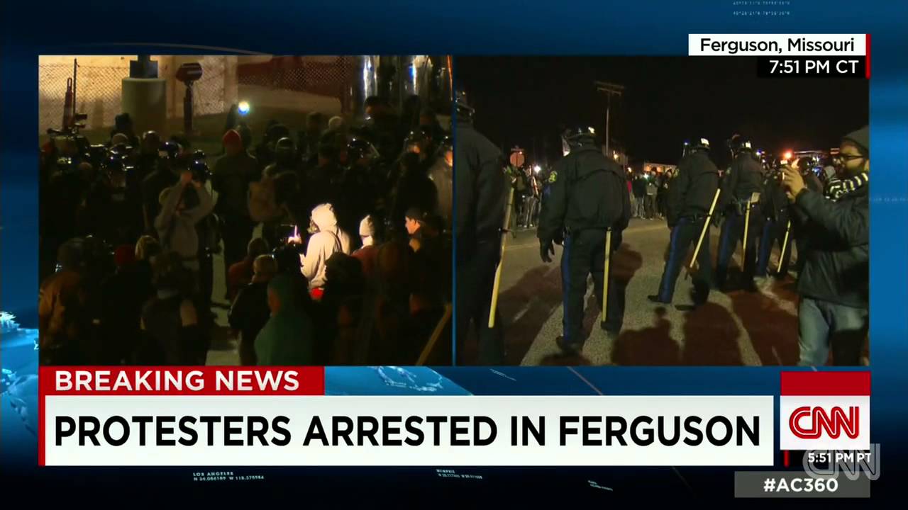 Protesters arrested by police in Ferguson, Missouri