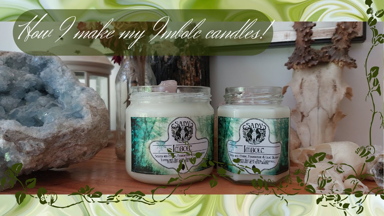 How to make scented candles! Handmade vegan candles with Herbs and Crystal for Imbolc.
