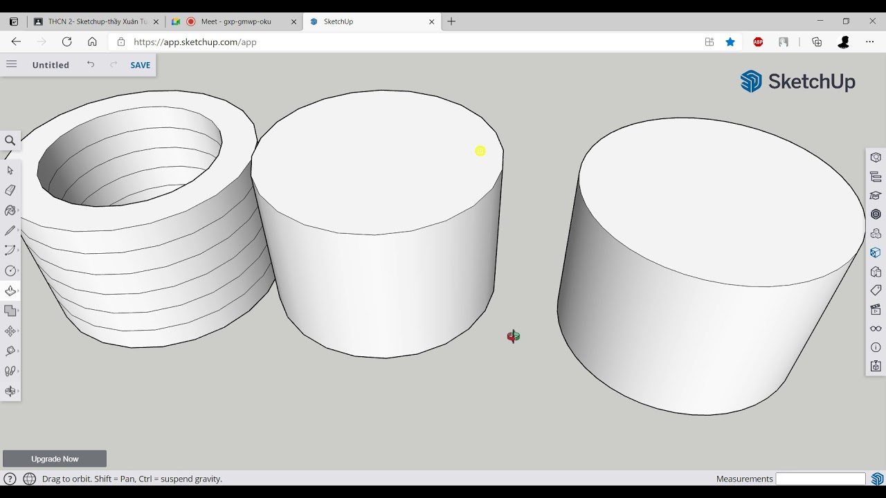 Sketchup (B2)- Hướng dẫn các thao tác vẽ hình chữ nhật, hình tròn, xoay - di chuyển- copy-component