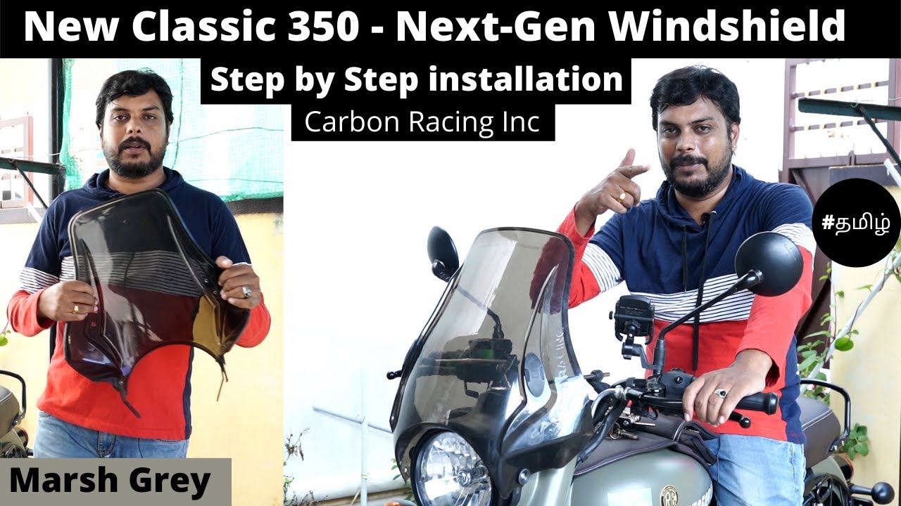 Classic 350 Next-Gen - Aftermarket Windshield Installation😎Step by Step- Carbon Racing😏 #re #classic