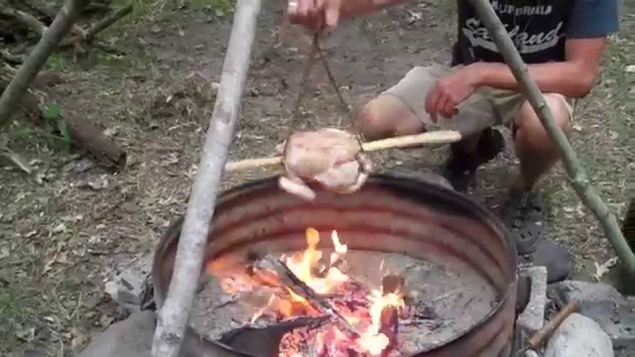 Campfire Roast Chicken Tripod Rotisserie
