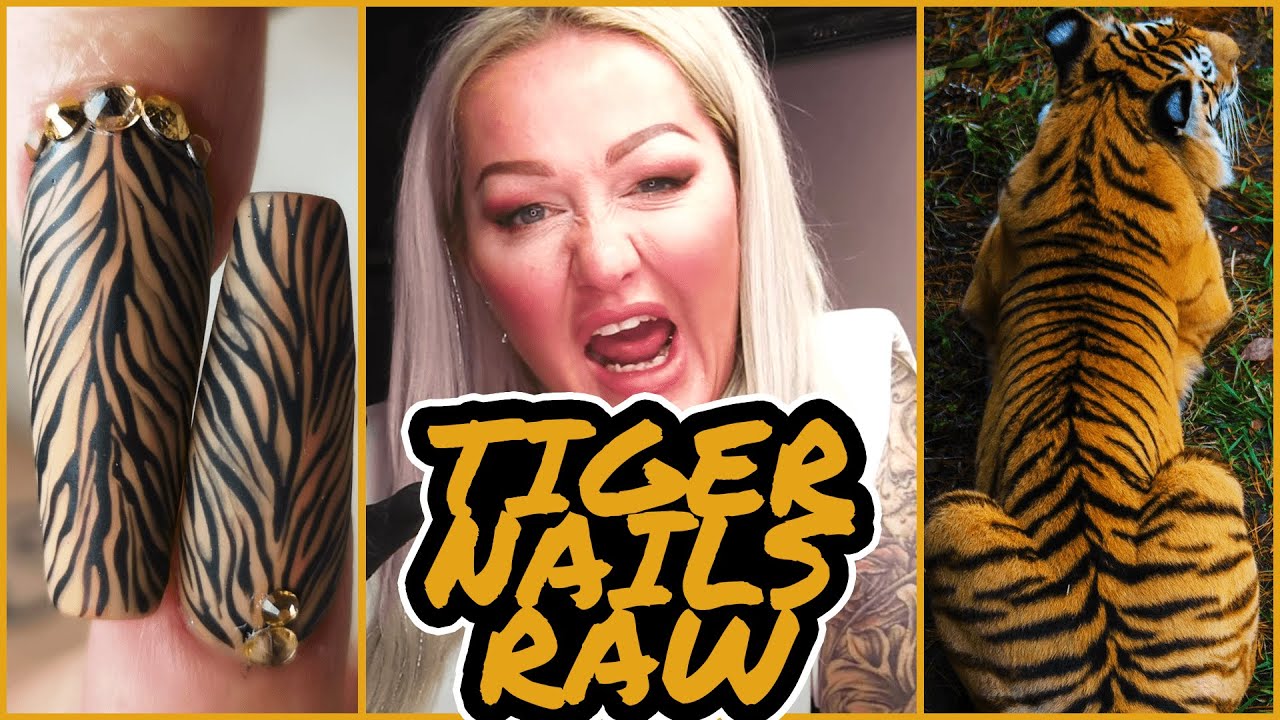 🐯🐯 Realistic Tiger Print Nail Art Tutorial 🐯🐯 RAWWW