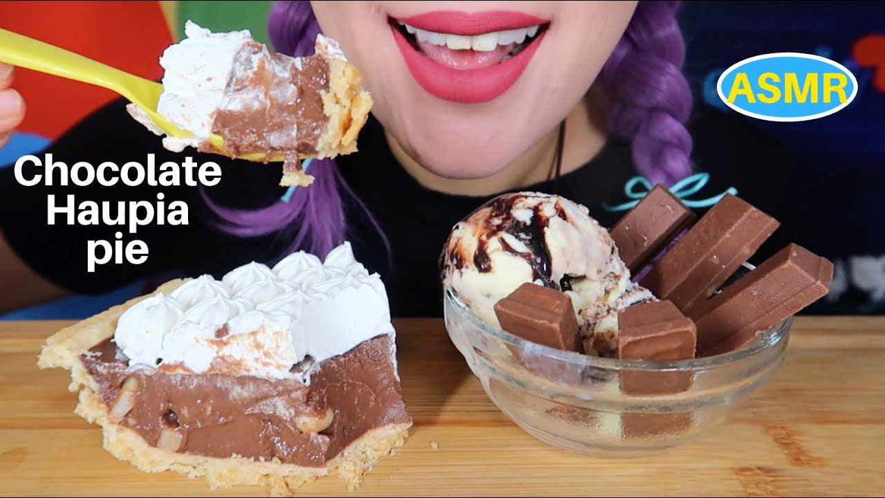 ASMR CHOCOLATE HAUPIA PIE, ICE CREAM, KIT KAT |초코렛하우피아 파이,아이스크림, 킷캣|CURIE.ASMR