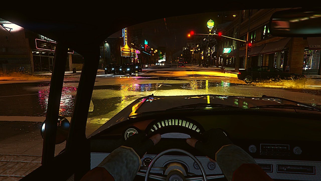 10 Hours GTA V Christmas Snow Drive | Heavy Rain on Window for Sleep