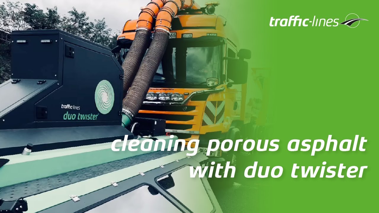traffic-lines cleaning porous asphalt surfaces with duo twister in Duisburg Germany