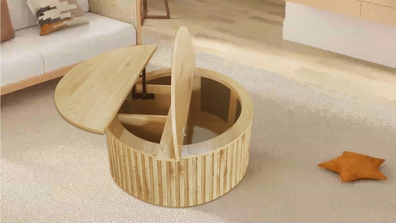 Modern Round Lift-Top Coffee Table with Hidden Storage | Smart Furniture for Small Living Rooms
