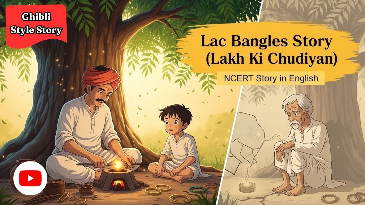 Lac Bangles Story (Lakh Ki Chudiyan) | NCERT Animated Story In English | Ghibli Style Story