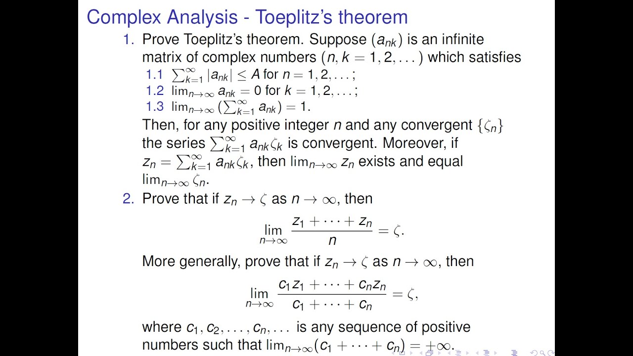 Complex Analysis - Toeplitz's Theorem and Its Application