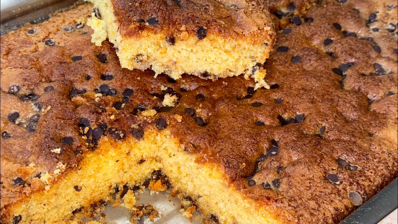 ✅ BIZCOCHO DE NARANJA 🍊 CON PEPITAS DE CHOCOLATE 🍫 fácil, sin lactosa y riquísimo!!🤤 