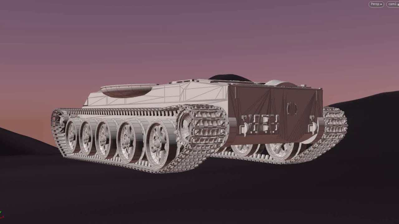 3D Dynamic Tank rig animation - tracks and wheels - Houdini 201220