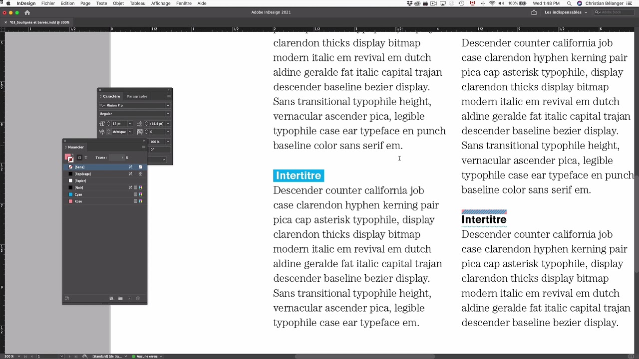 Adobe InDesign / Soulignés et barrés