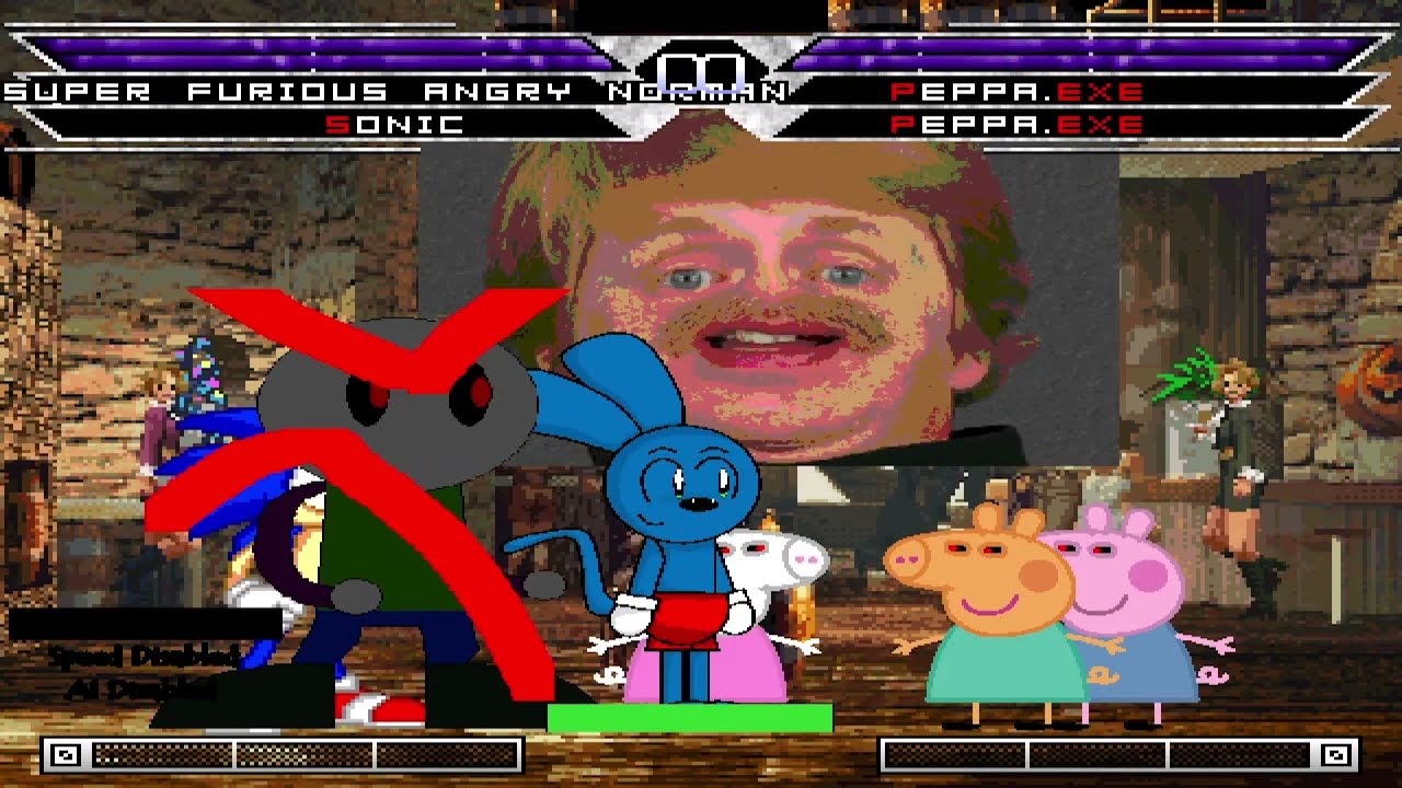 KOF MUGEN Tag Team s f a Norman Sonic exe riggy remastered Geary Stu vs peppa pig exe 4X