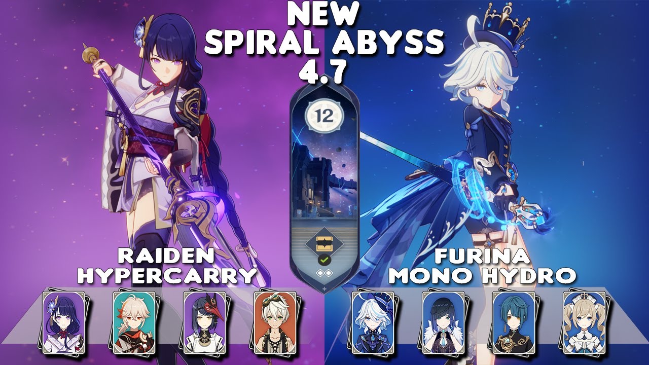 NEW Spiral Abyss 4.7 | C3 Raiden Hypercarry & C1 Furina Mono Hydro | Floor 12-9⭐| Genshin Impact
