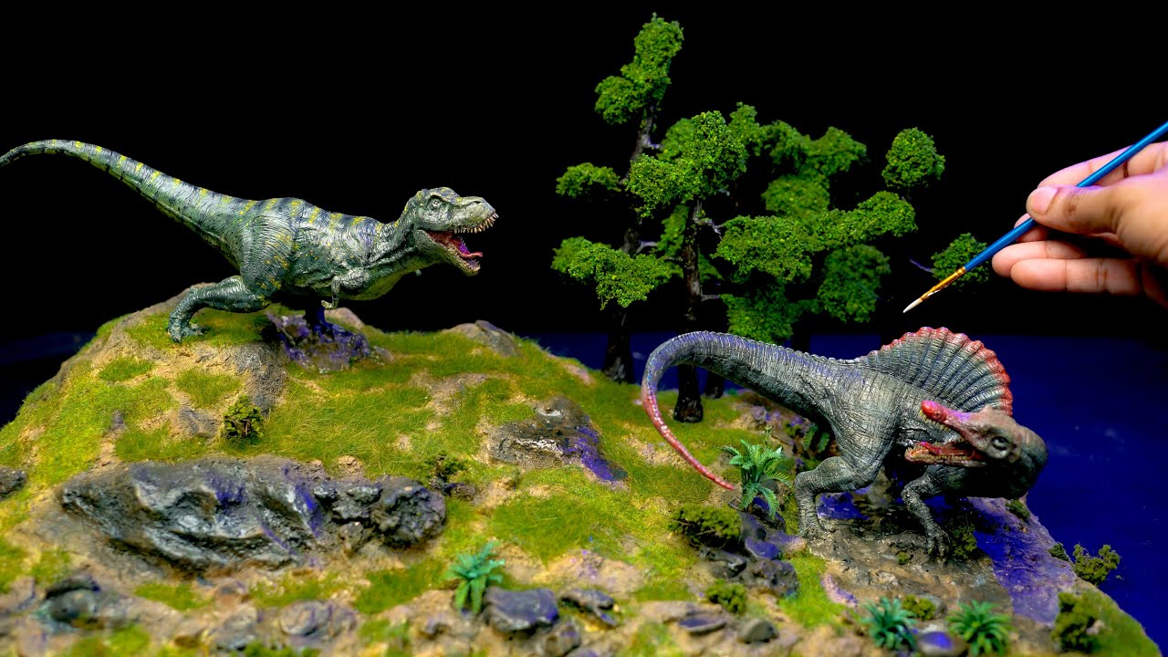 How to make T-rex vs Spinosaurus Diorama / Polymer Clay Sculpture