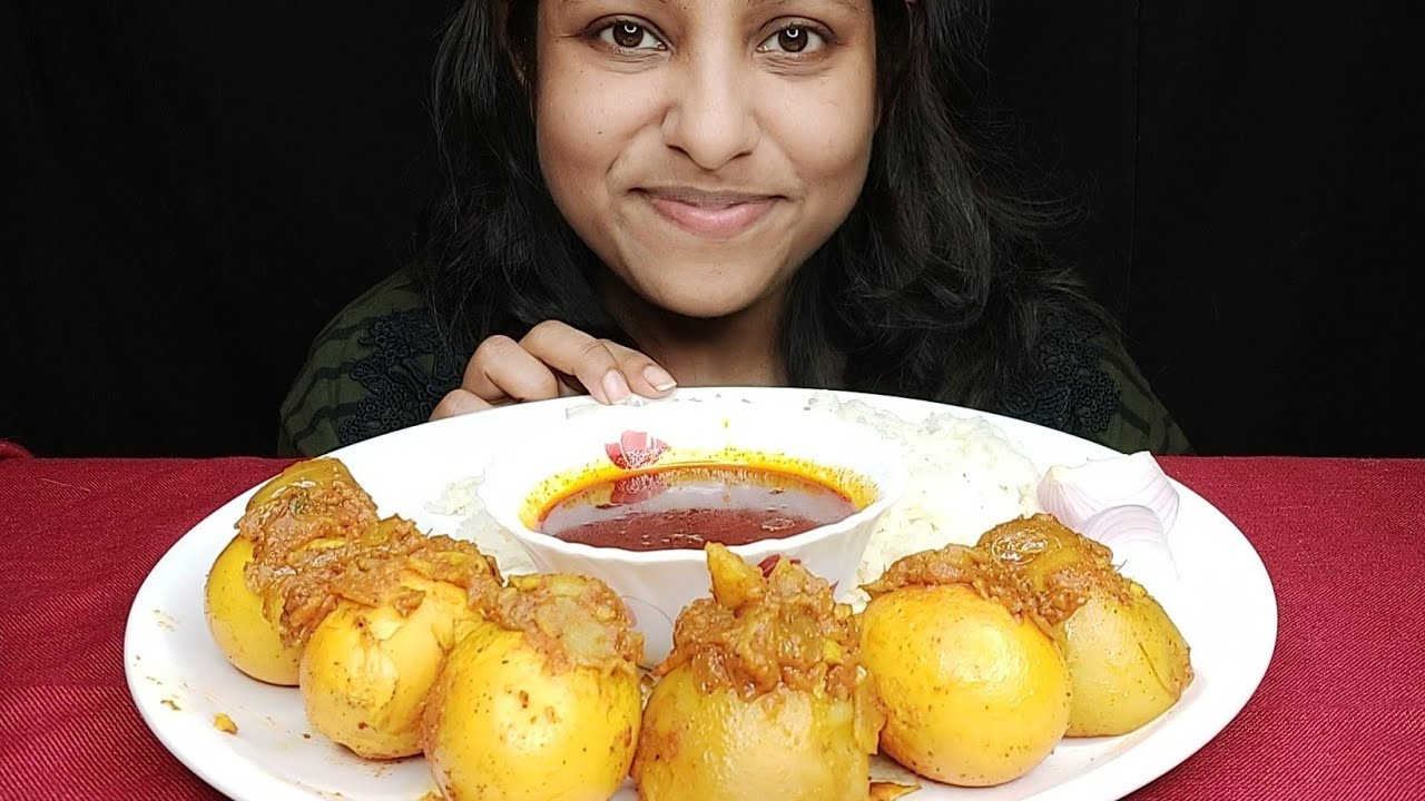 Eating Show - Spicy Egg Curry With Rice | Poulami Eating Show | Poulami ASMR | Mukbang