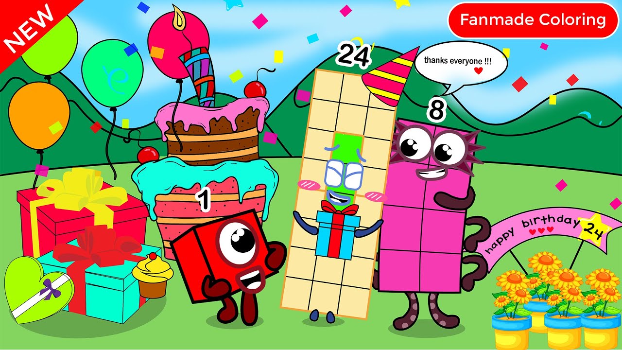 Happy Birthday Nb 24 !! Numberblocks Fanmade Coloring Story