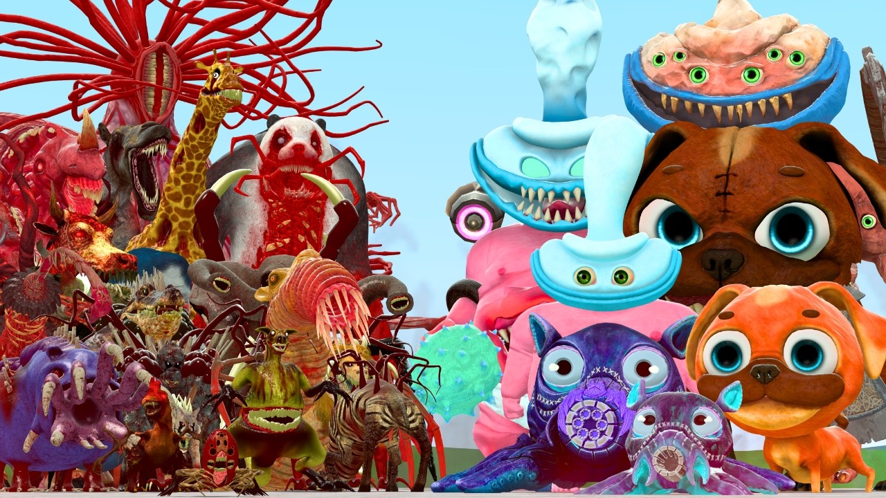 All New Dark Pals The 1st Floor Monsters Vs All New Mutant Zoochosis Animals In Garry's Mod