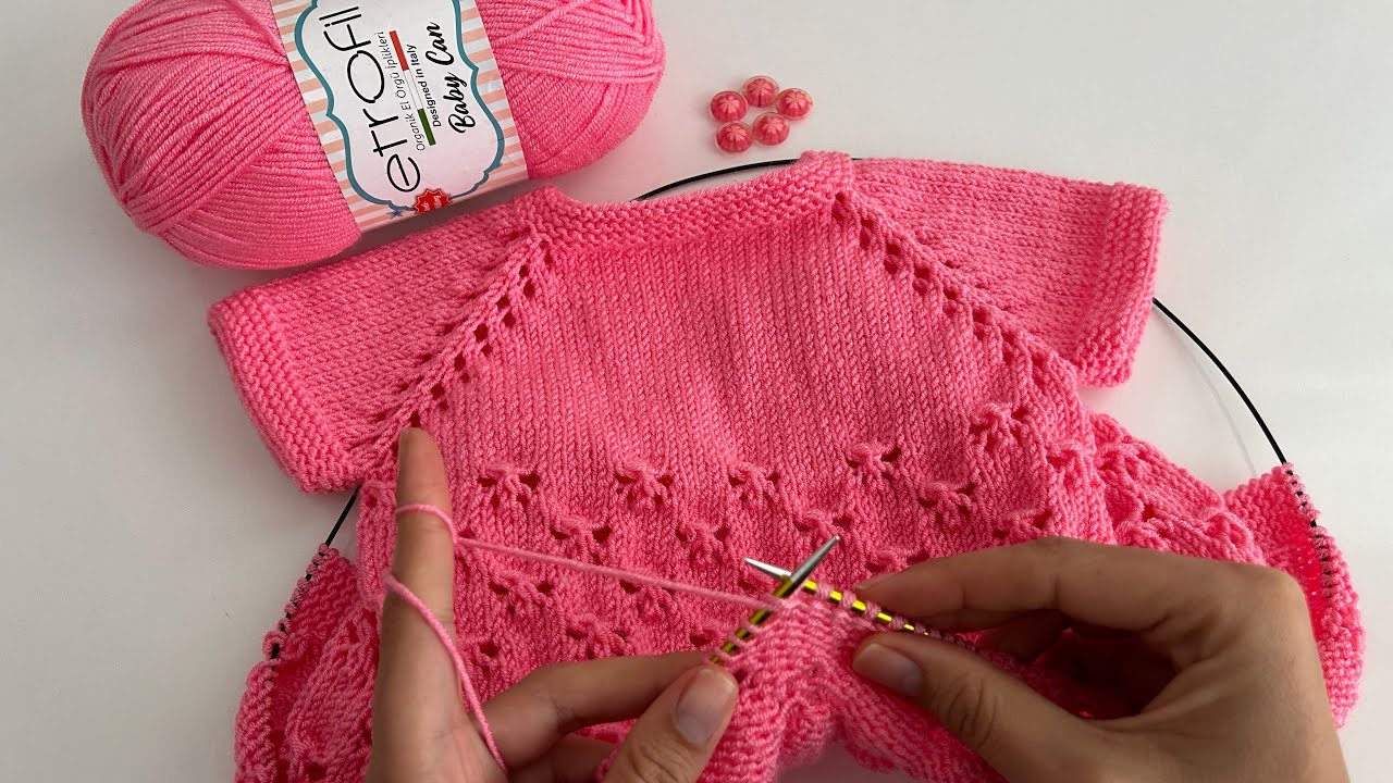 1 YUMAKTAN 1 BEBEK YELEĞİ🌸#babyknitting #crochet #knitting #kolayörgümodeli #bebekyelekmodelleri