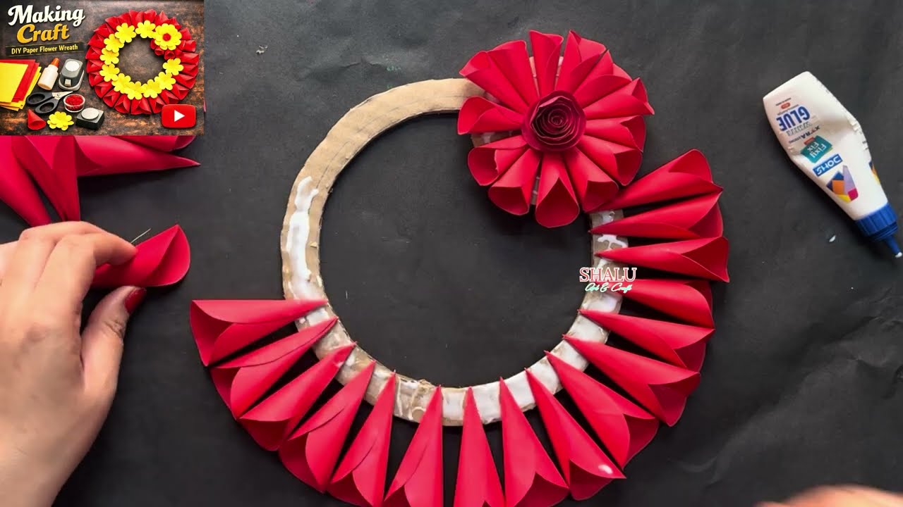 DIY Paper Flower Wreath 🌼 | Easy Paper Craft for Home Decoration #PaperCraft #DIYFlower #HomeDecor