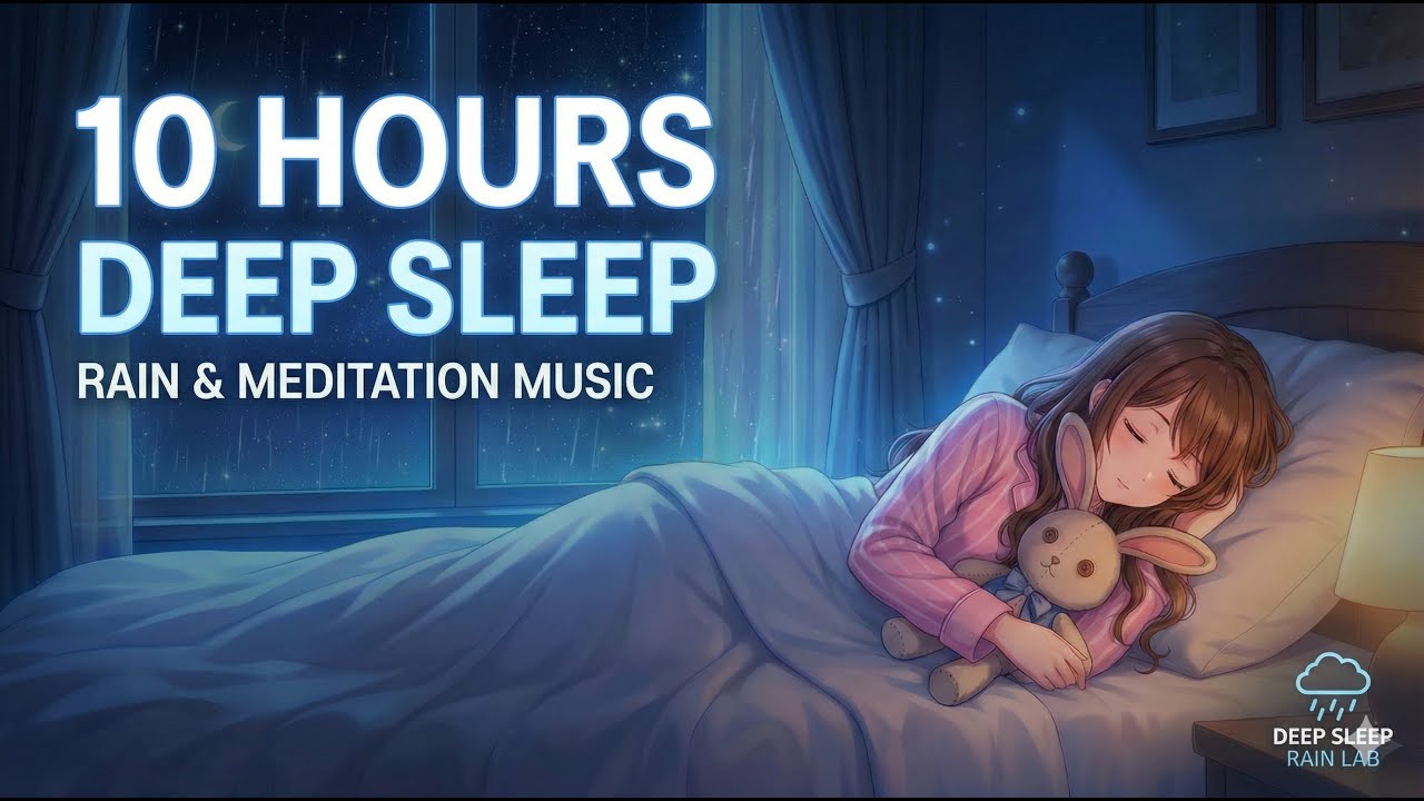 10 Hours Deep Sleep Rain Sounds & Meditation Music for Insomnia and Stress Relief