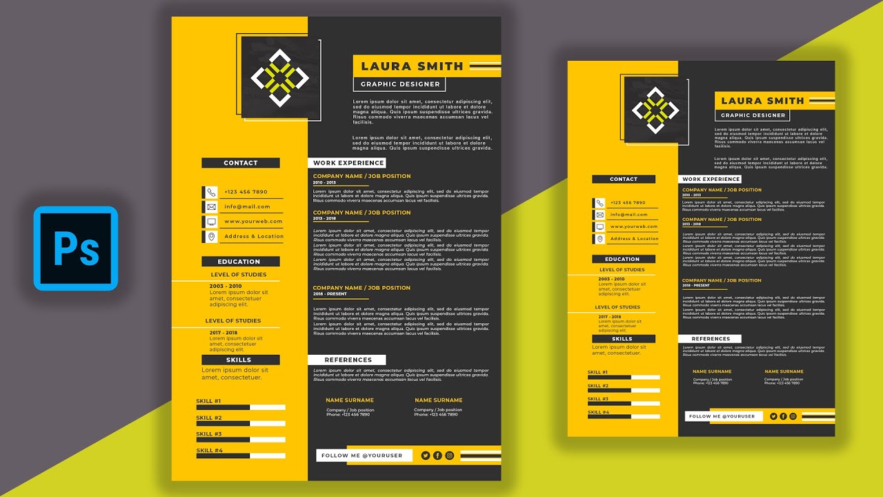 How to Create a CV/RESUME template in Photoshop Tutorial CC 2019