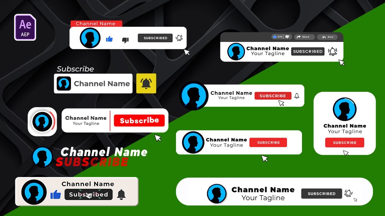 Top 10 YouTube Subscribe Button Green Screen and After Effects Template [4K]