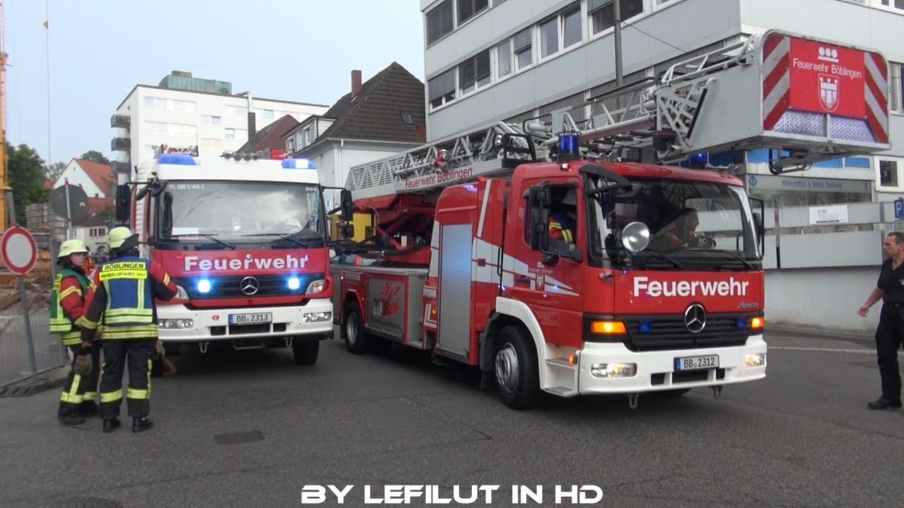 [FEUER MIT MENSCHENRETTUNG AUF BAUSTELLE] Anfahrende Kräfte Fw Böblingen + Szenario + O-Ton