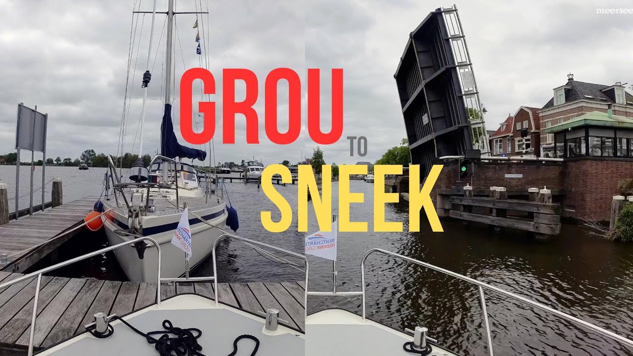 Grou to Sneek on a cloudy Day with Real Sound ASMR - Holland by Boat