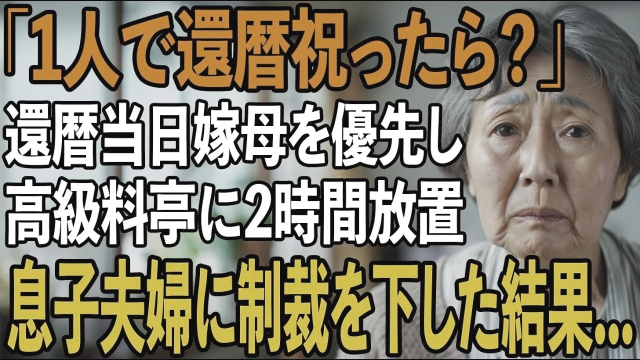 「2時間待っても来ない…」私の還暦祝いに息子夫婦がした信じられない裏切りと