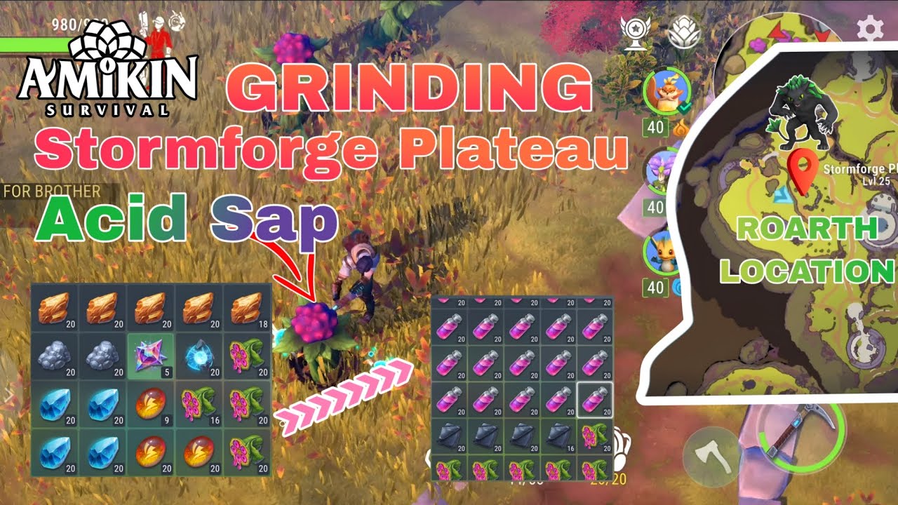😎 AMIKIN SURVIVAL | GRINDING ⚒️ ACID SAP | ROARTH LOCTION 🚩⚔️ 😱 29
