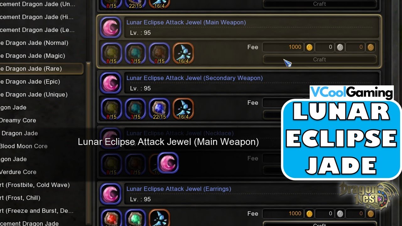 How to Craft Lunar Eclipse Dragon Jade - Dragon Nest SEA