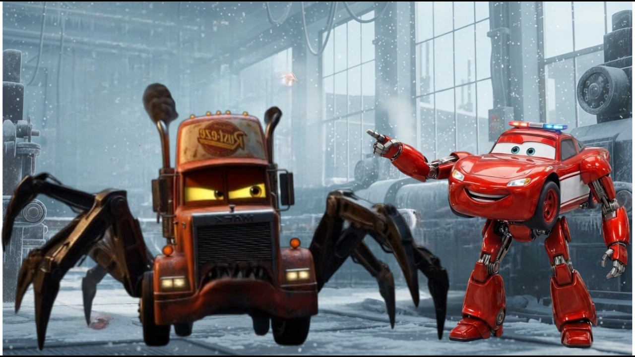 Kitten found abandoned Thomas  engine in Ice factory! McQueen vs monster Mack!