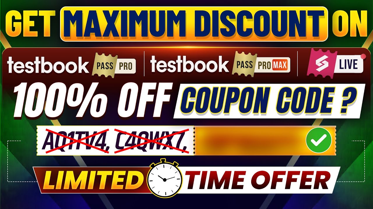 Get MAXIMUM Discount on Testbook Pass Pro with EXCLUSIVE Coupon Code | Testbook Coupon Code Today
