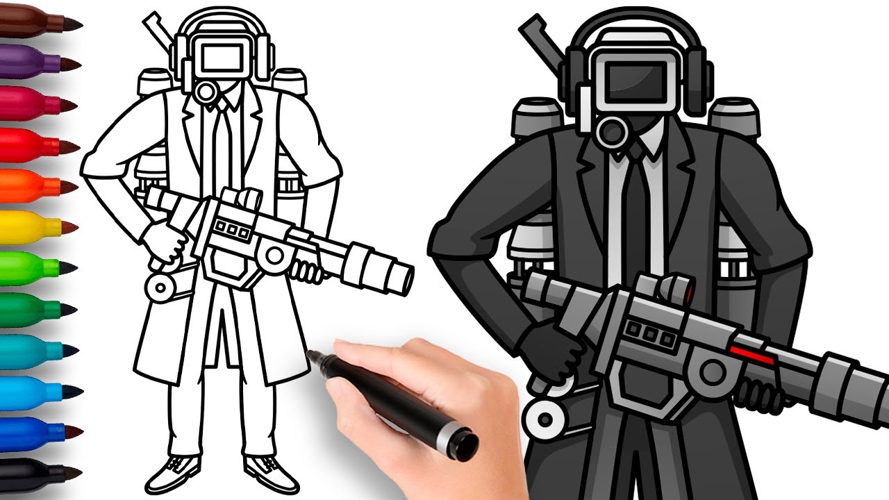 COMO DIBUJAR a ARMED CAMERAMAN | Skibidi Toilet - paso a paso, fácil y rápido dibujo