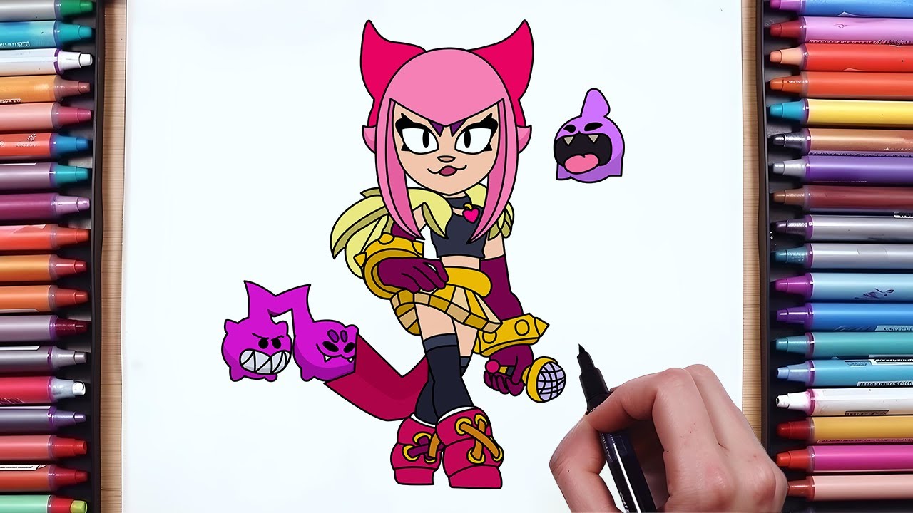 Как нарисовать Мелоди из Brawl Stars | Новый мифический боец ​​| Мелоди | Пошаговый простой рисунок