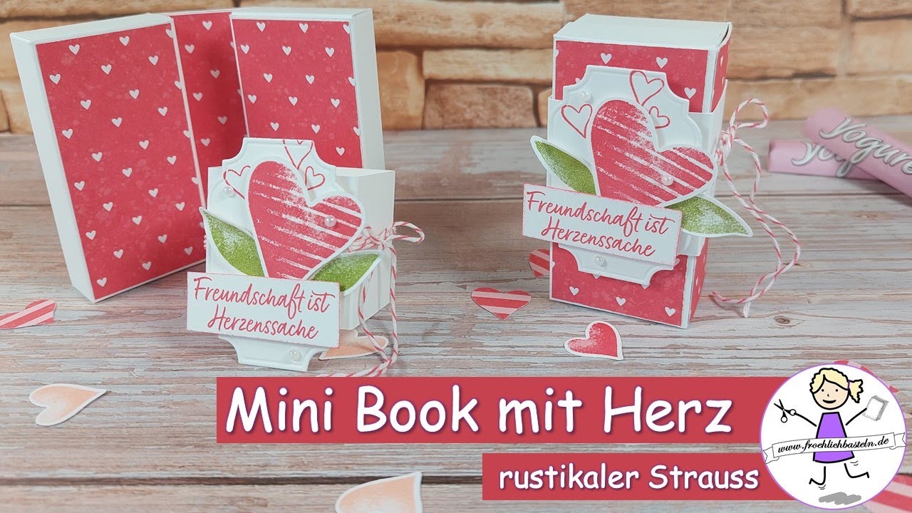 Mini Book mit Herz | besondere Verpackung zum Valentinstag | rustikaler Strauss | Stampin' Up!