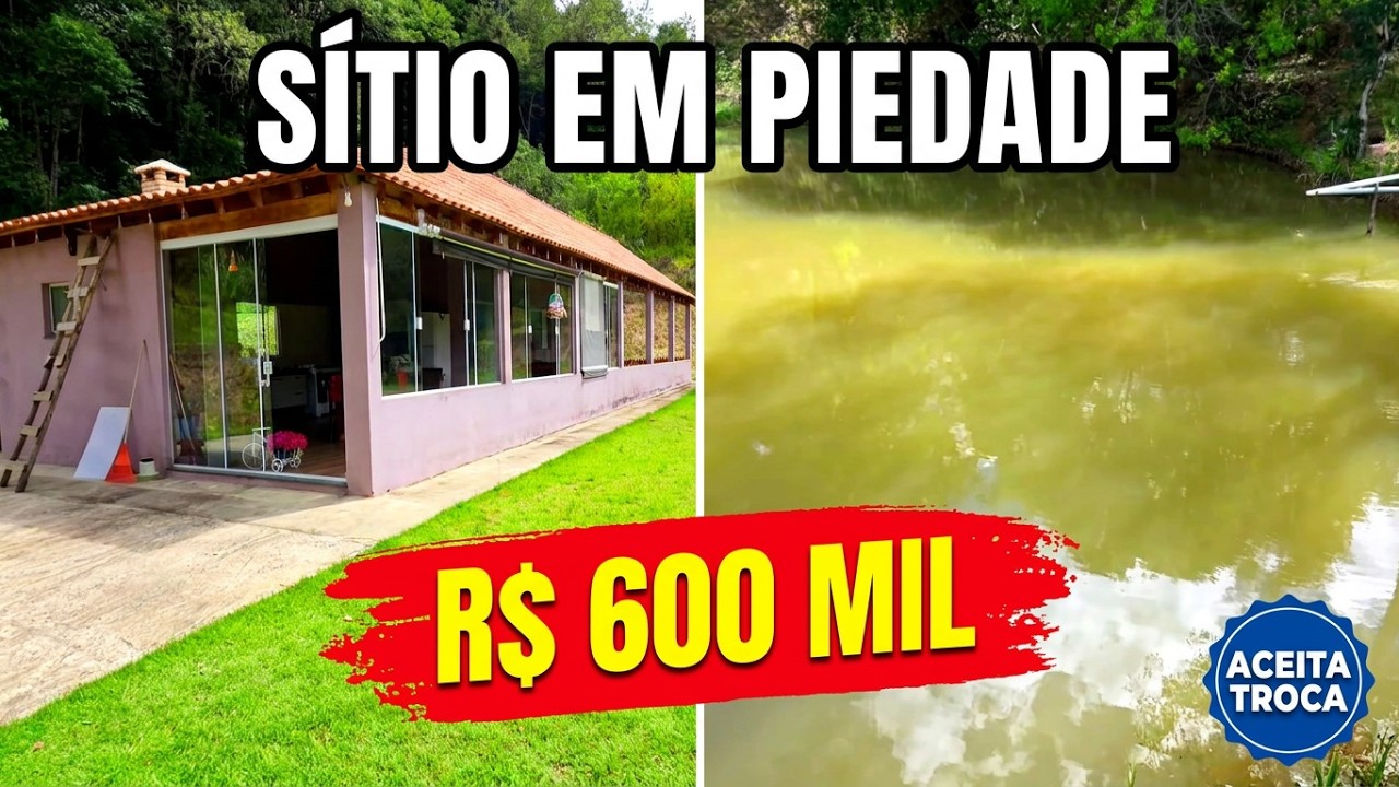 SÍTIO COM LAGO, NASCENTE, CASA NOVA, 1 ALQUEIRE, PIEDADE-SP, R$ 600 mil