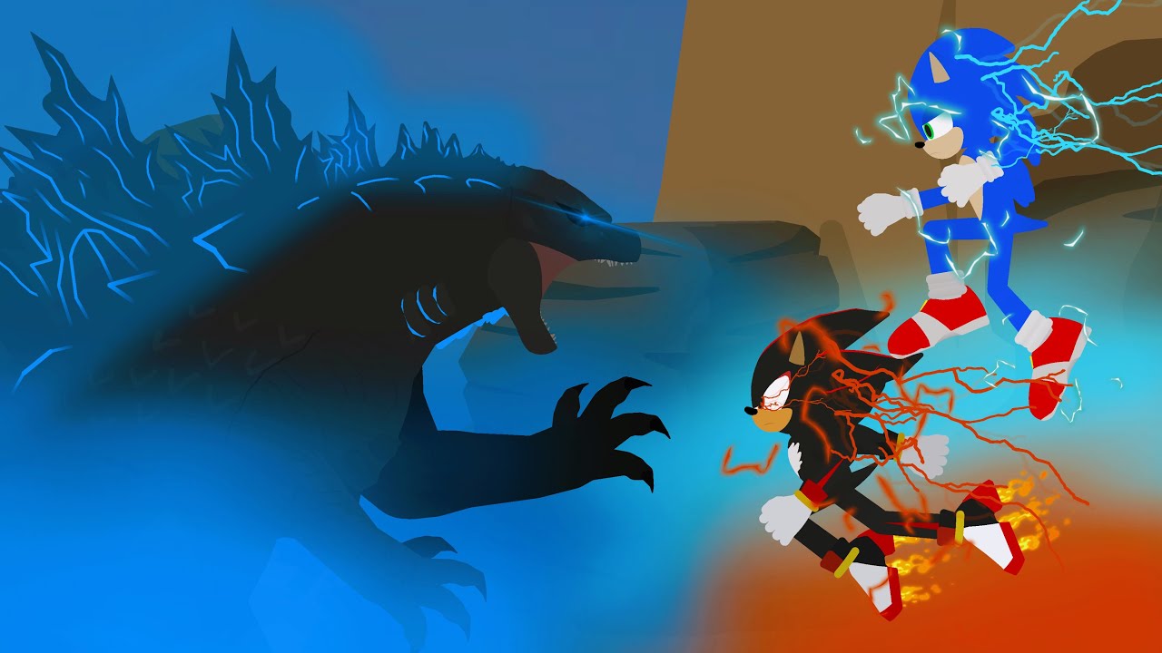 Godzilla vs Sonic and Shadow | Stick nodes animations