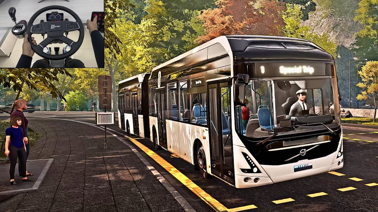 Bus Simulator 21 - VOLVO 7900 Electric Articulated - Smooth Drive | Steering Wheel Gameplay