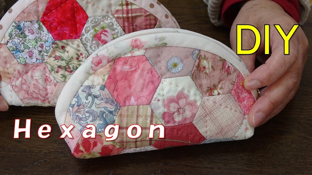 ヘキサゴンのパターンでポーチを作る【ＤＩＹ】【手芸】【パッチワーク】