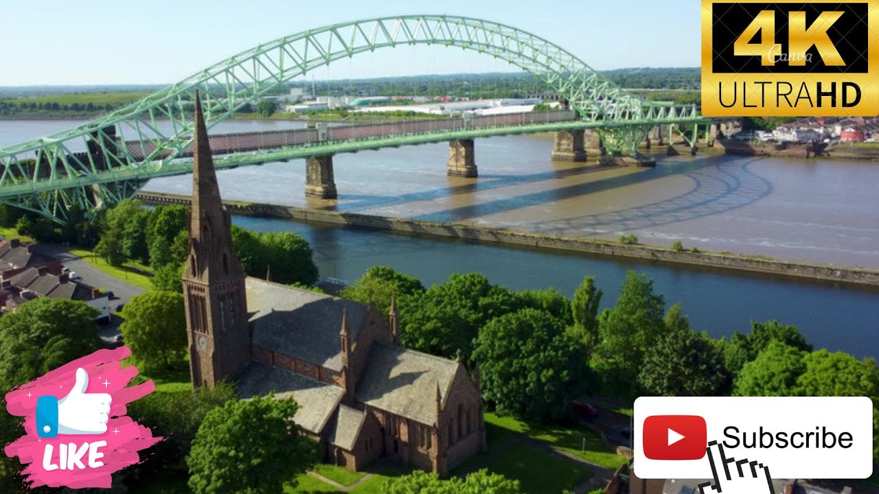 Dji Drone video 4K. Jubelee bridge Widnes/Runcorn UK