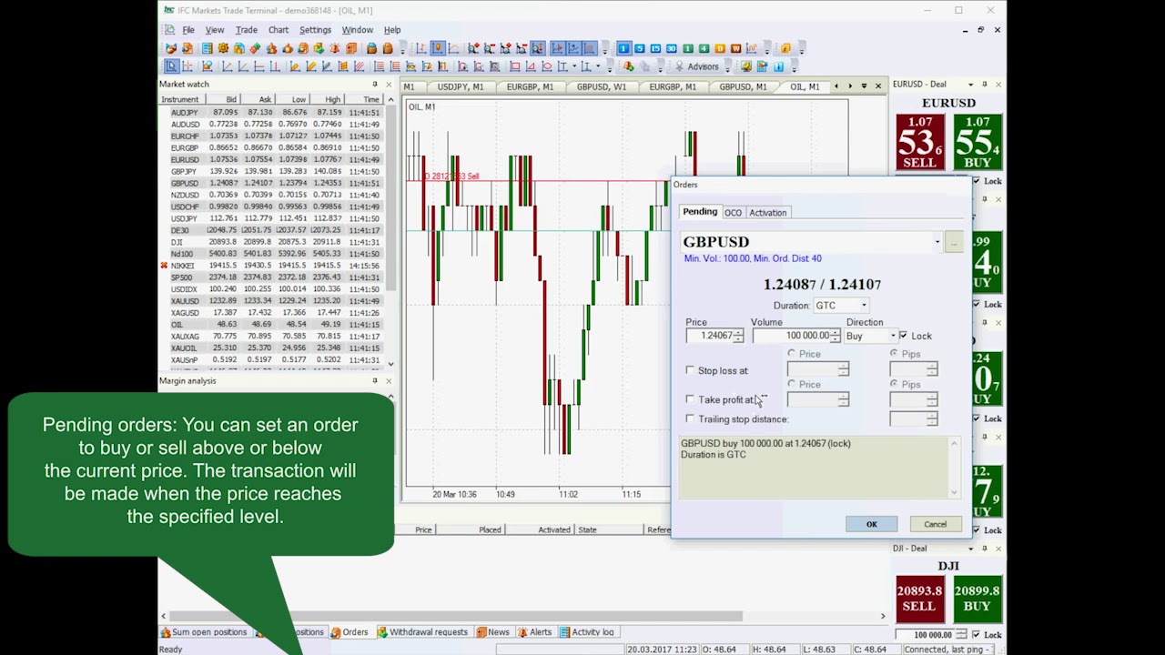 Orders features in trading platform Nettradex | IFC Markets