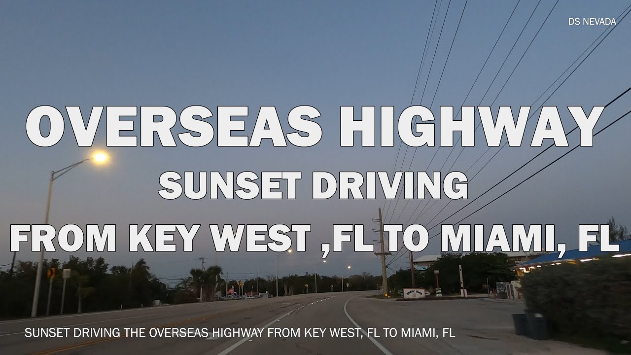 Sunset Driving The Overseas Highway From Miami, FL To Key West, FL