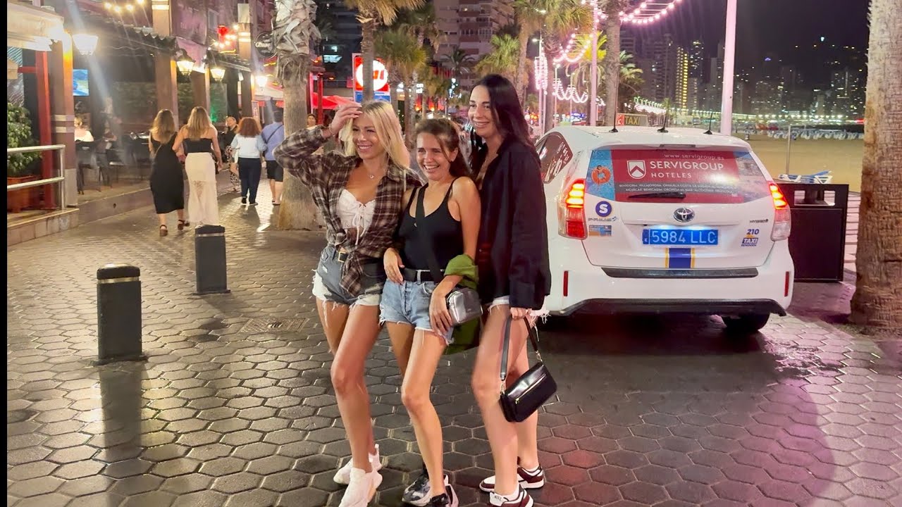 Spain. Nightlife Benidorm - EXPLOSIVE Rain & Flooded streets in minutes!