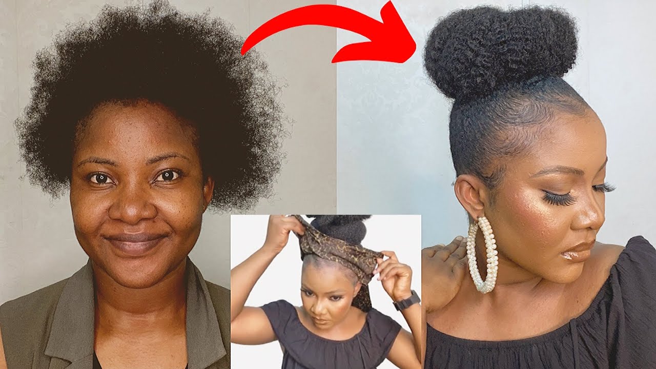 How To Sleek Faux High Bun On Short 4c Natural Hair Tutorial