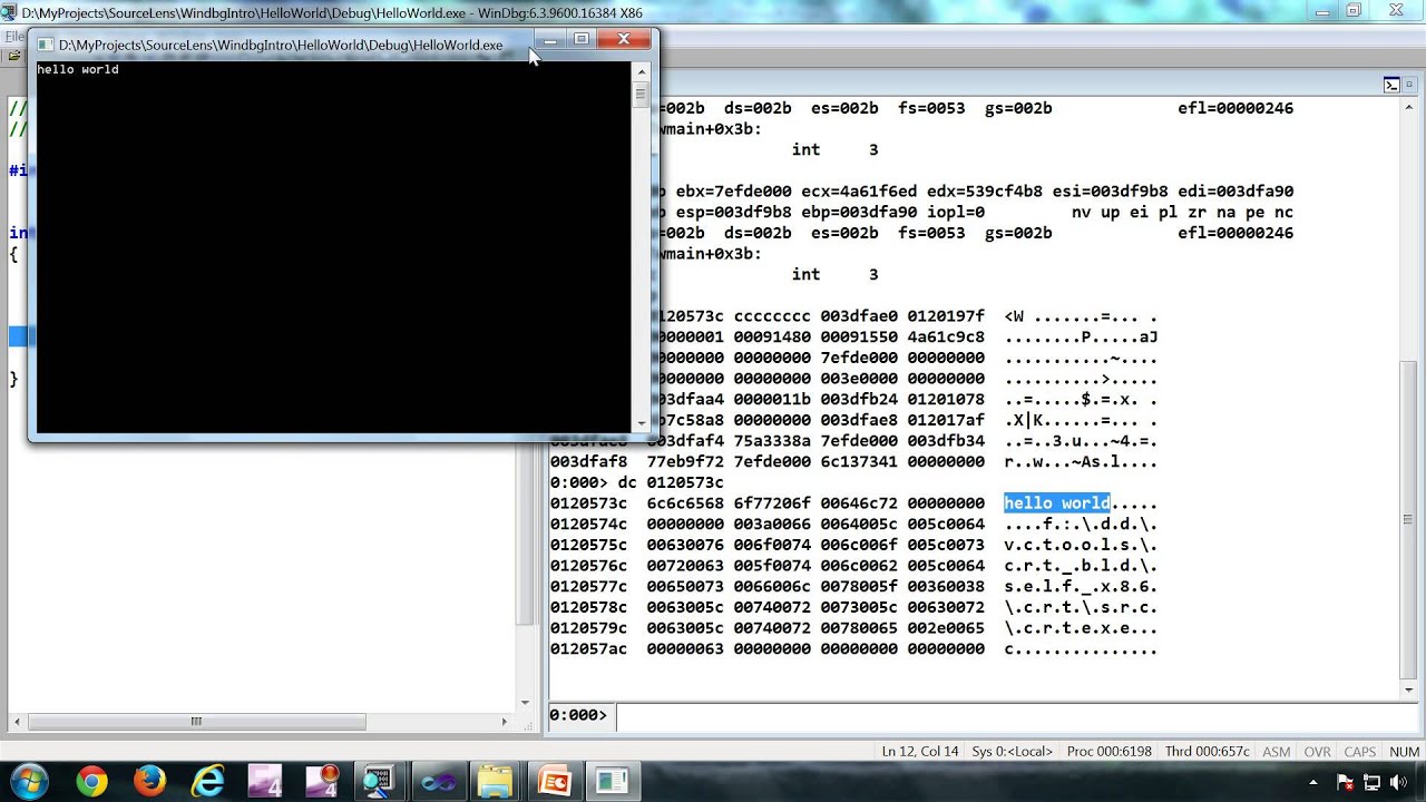 Introduction to Windbg Series 1 Part 9 - Commands r for register d for dump memory.